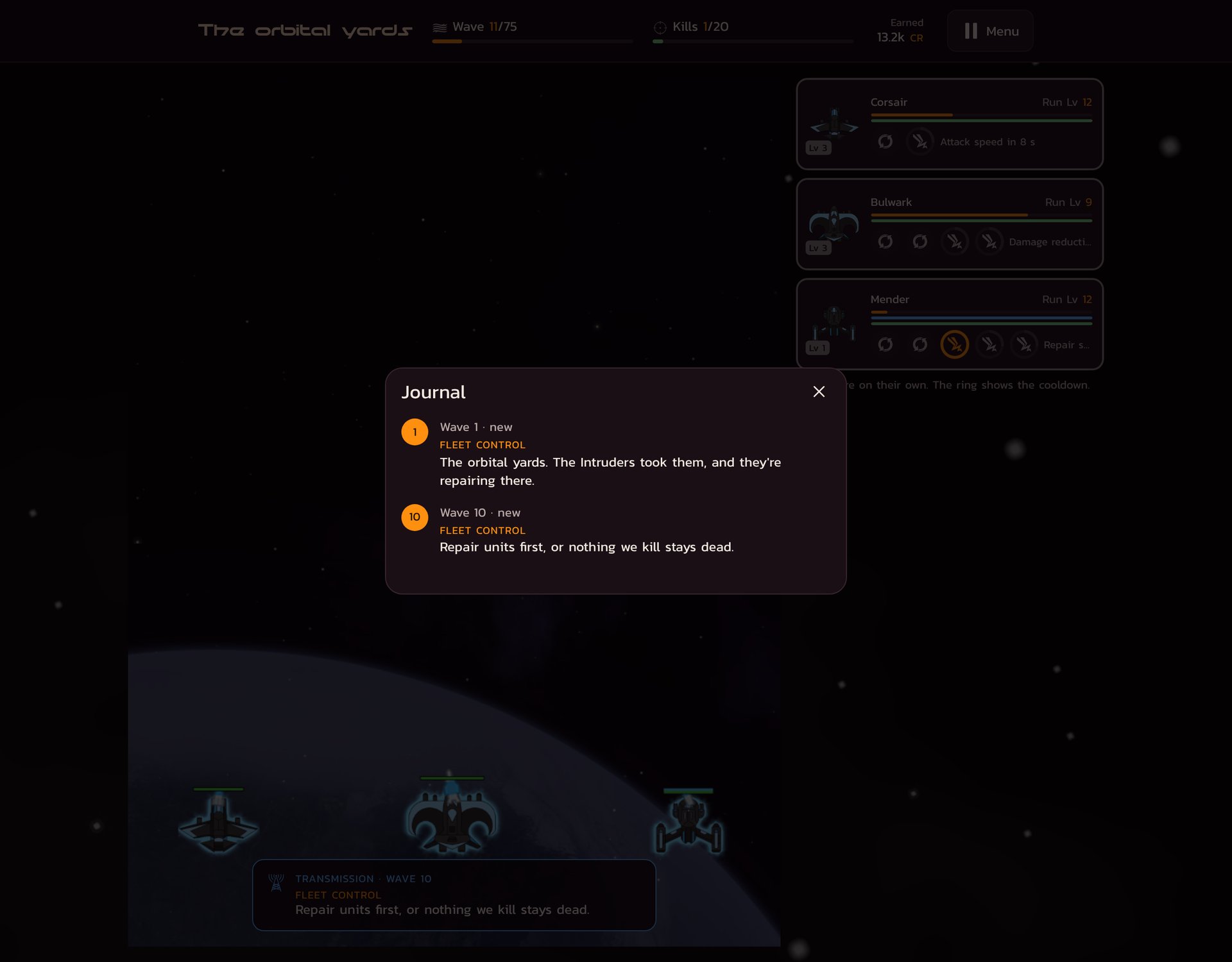The journal keeps the messages from fleet control